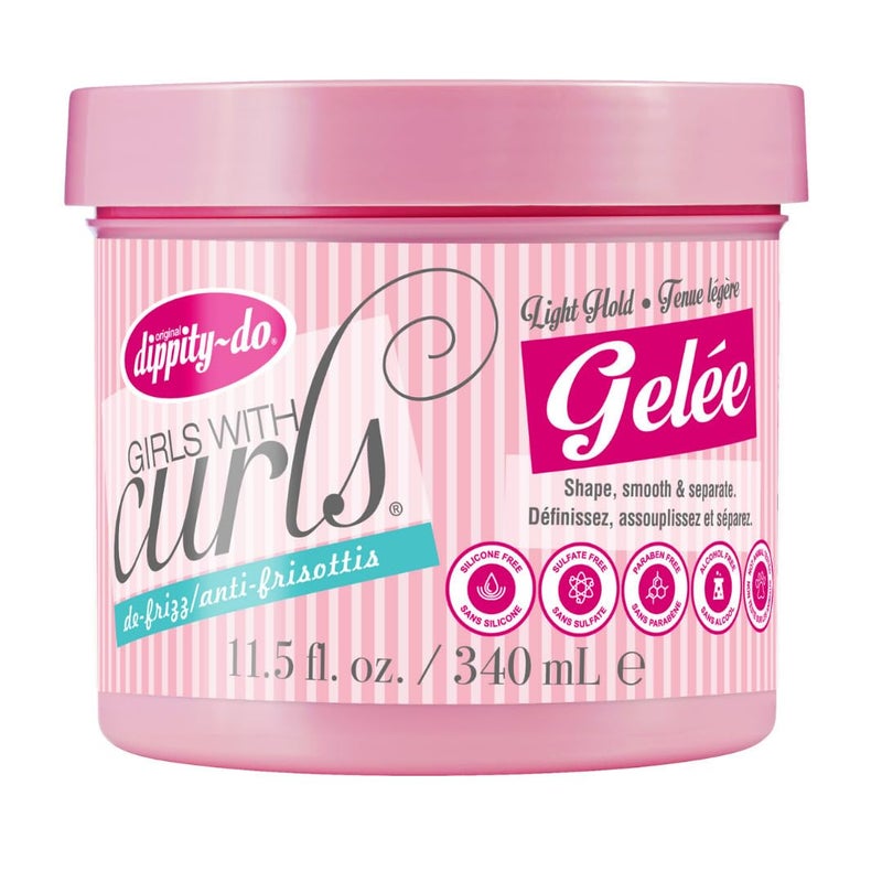 dippity-do Dippity Do Girls with Curls Light Hold Gelee, Shape, Smooth & Separate Curls, Formulated with Aloe, Vitamin E & Wheat Protein, Frizz-Free, Never Crunchy, Curly Hair Gel For Women, 11.5 FL Oz - Image 1